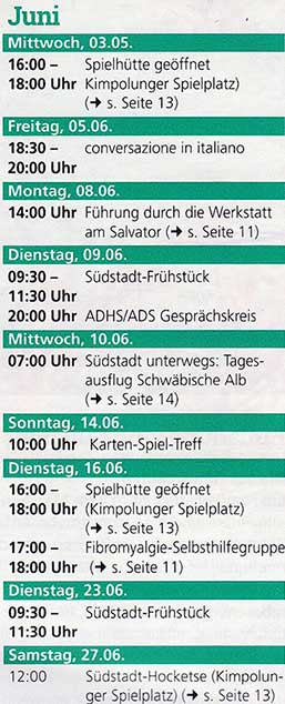 Veranstaltungen in der S&uuml;dstadt Schw&auml;bisch Gm&uuml;nd