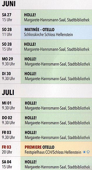 Festspielprogramm der Opernfestspiele Heidenheim