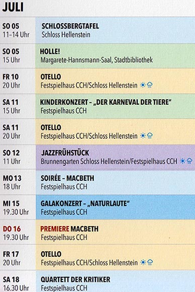 Festspielprogramm der Opernfestspiele Heidenheim