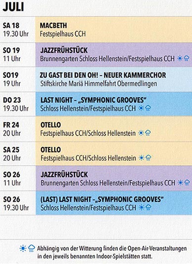 Festspielprogramm der Opernfestspiele Heidenheim
