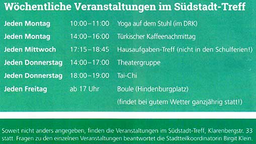 Veranstaltungen in der Südstadt Schwäbisch Gmünd