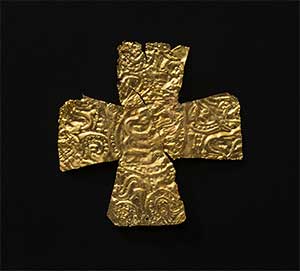 Goldblattkreuz des 7. Jahrhunderts aus Grab 21/1904 des alamannischen Gr&auml;berfelds von Gammertingen, Kreis Sigmaringen