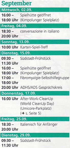 S&uuml;dstadt-Events im Sommer und Herbst