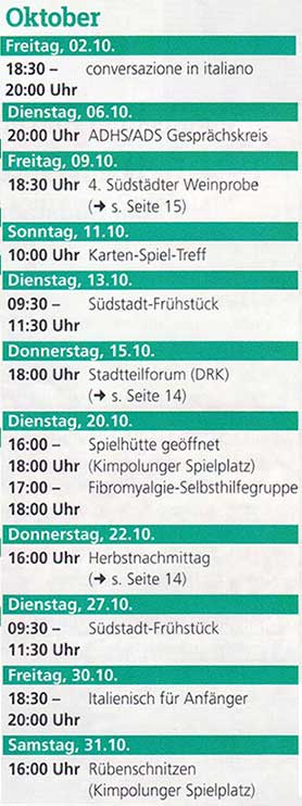 S&uuml;dstadt-Events im Sommer und Herbst